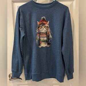 Cat Winter Christmas Graphic‎ Sweatshirt